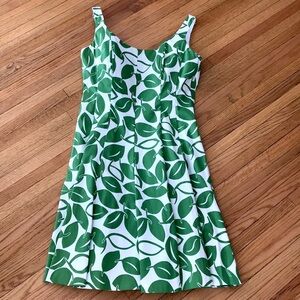 NWT 9 West fancy sleeveless botanical leaf print knee length dress